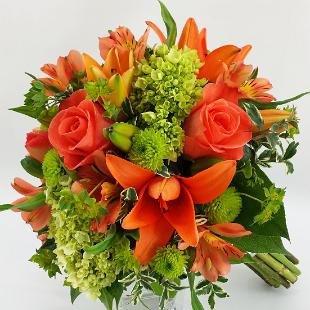 BB0933-Fall Oragne and Green Garden Bouquet