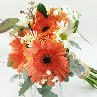 BB0994-Coral Gerbera Daisy Bridesmaids  Bouquet