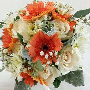 BB0995-Ivory and Coral Brides Bouquet