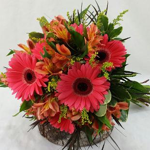 BB1008-Coral Gerbera Daisy Brides Bouquet