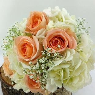 BB1054-Apricot Rose, White Hydrangea