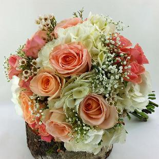 BB1055-Romantic Belline and Coral Reef Brides Bouquet