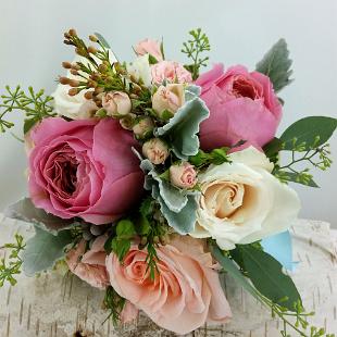 BB1271-Petal Pink and Watermelon Garden Rose Bouquet