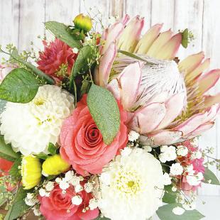 BB1376-Pink and Coral Protea Brides Bouquet