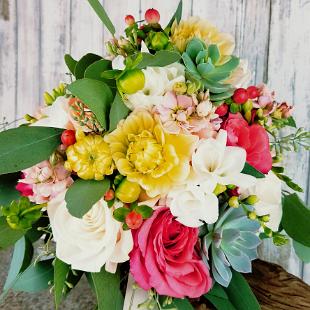 BB1388-Summer Succulant and Dahlia Wedding Bouquetjpg