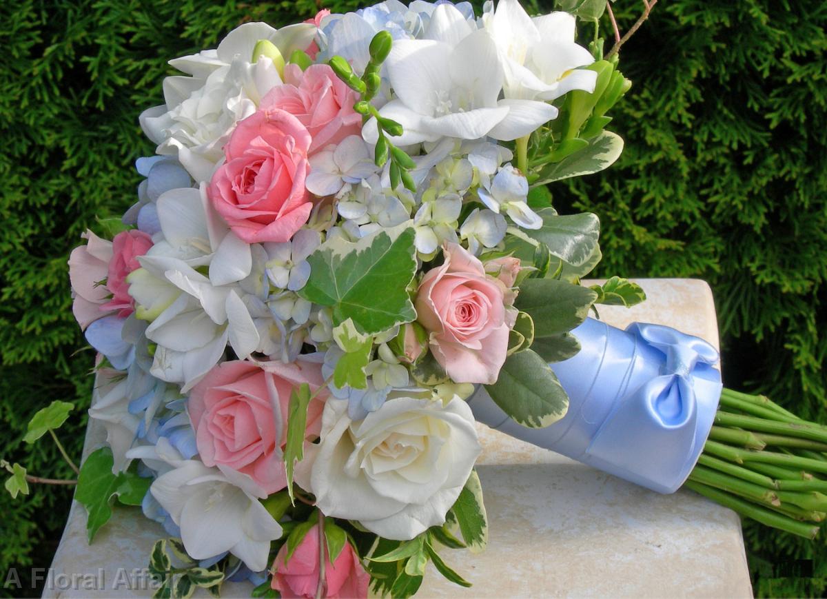 BB0016-Periwinkle and Peach Bridal Bouquet