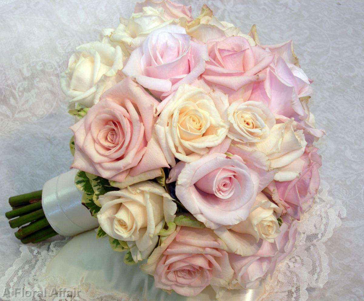 BB0112-Pale Pink and Ivory Rose Wedding Bouquet