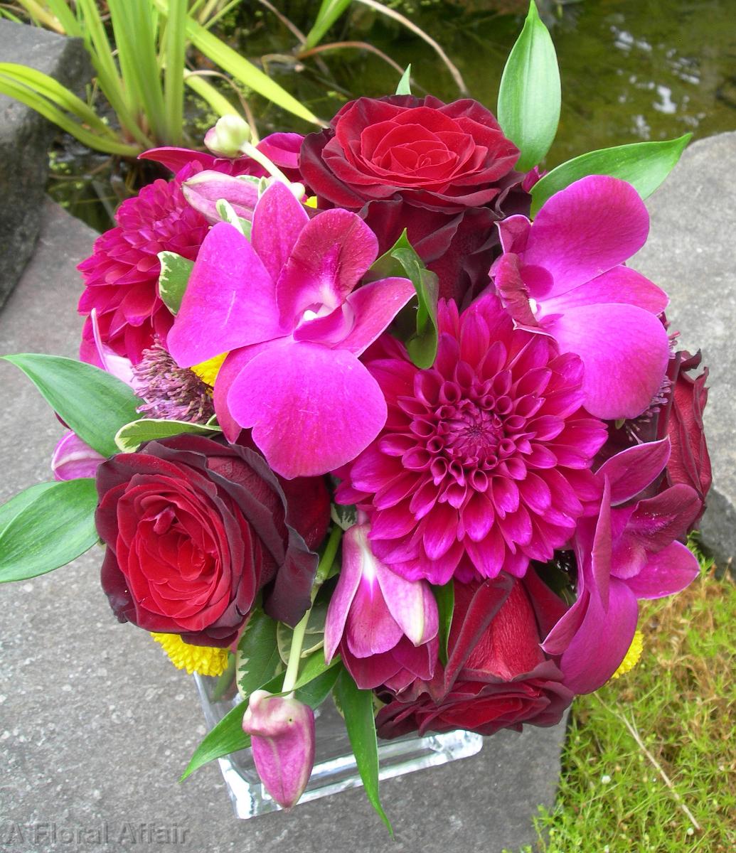 BB0132-Plum and Red Bridal Bouquet
