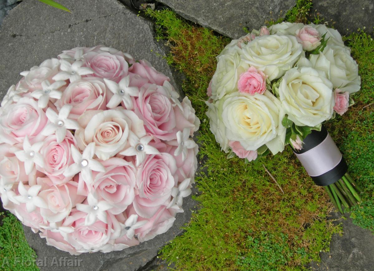 BB0133-Traditional Round Pink Rose Bouquets