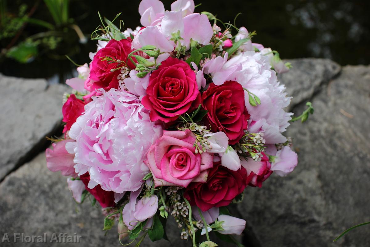 BB0323-Pink Peony and Rose Bridal Bouquet