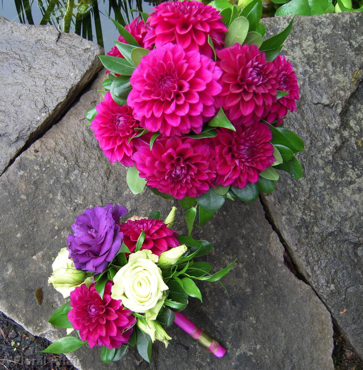 BB0348-Plum Dahlia Wedding Bouquets