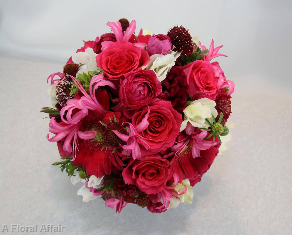 BB0416-Pink Rose and Ranunculus Brides Bouquet