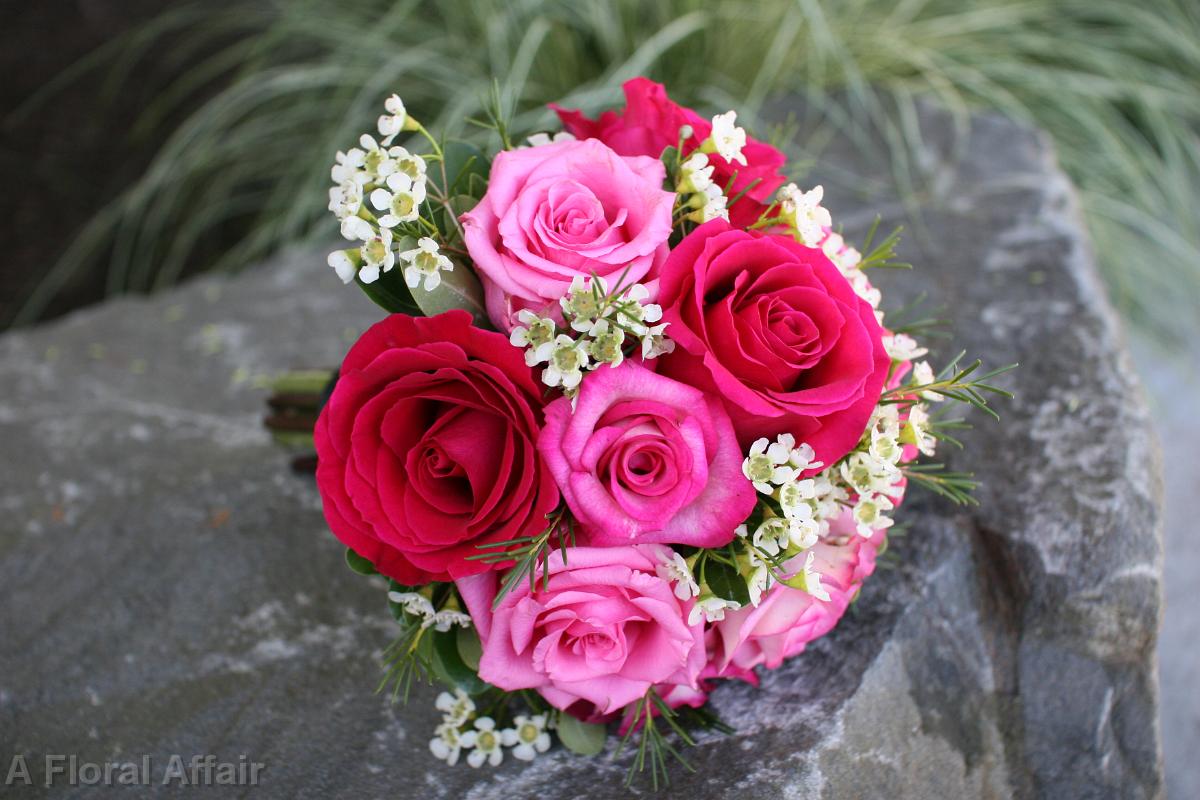 BB0616-Shades of Bright Pink Rose Bouquet