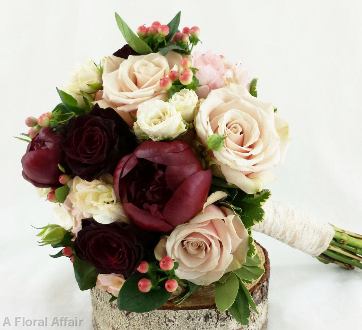 BB0954-Red and Blush Peony Bridal Bouquet