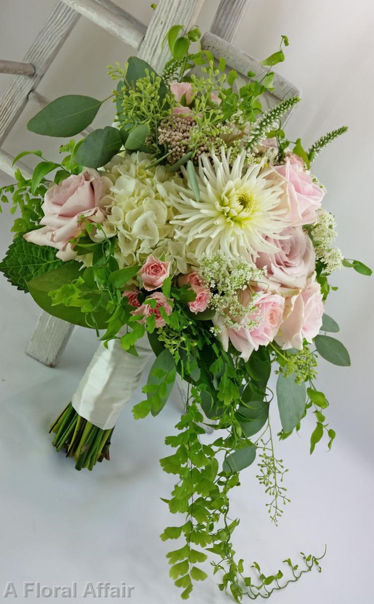 BB1120-Natural Woodland Garden Soft Pink and White Brides Bouquet