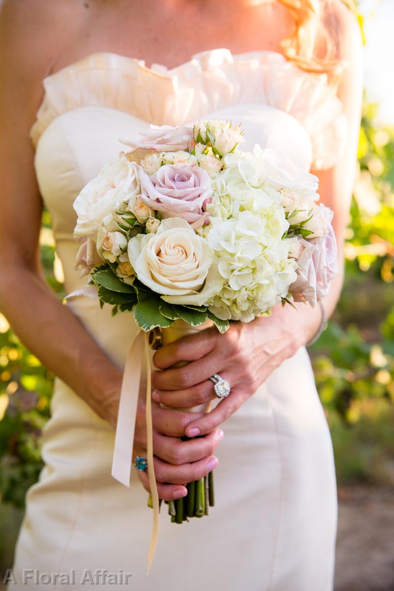 BB1297-Romantic Blush and Ivory Rose and Hydrangea Brides Bouquet