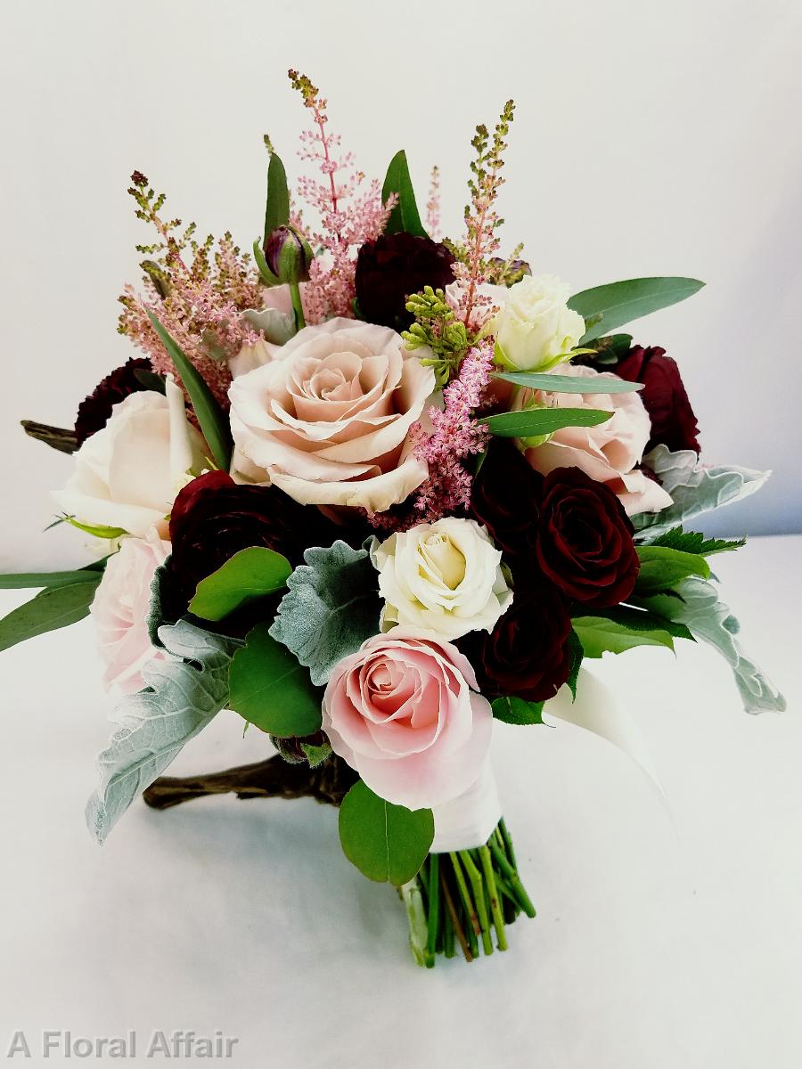 BB1323-Elegant Astilbie and Rose Wedding Bouquet