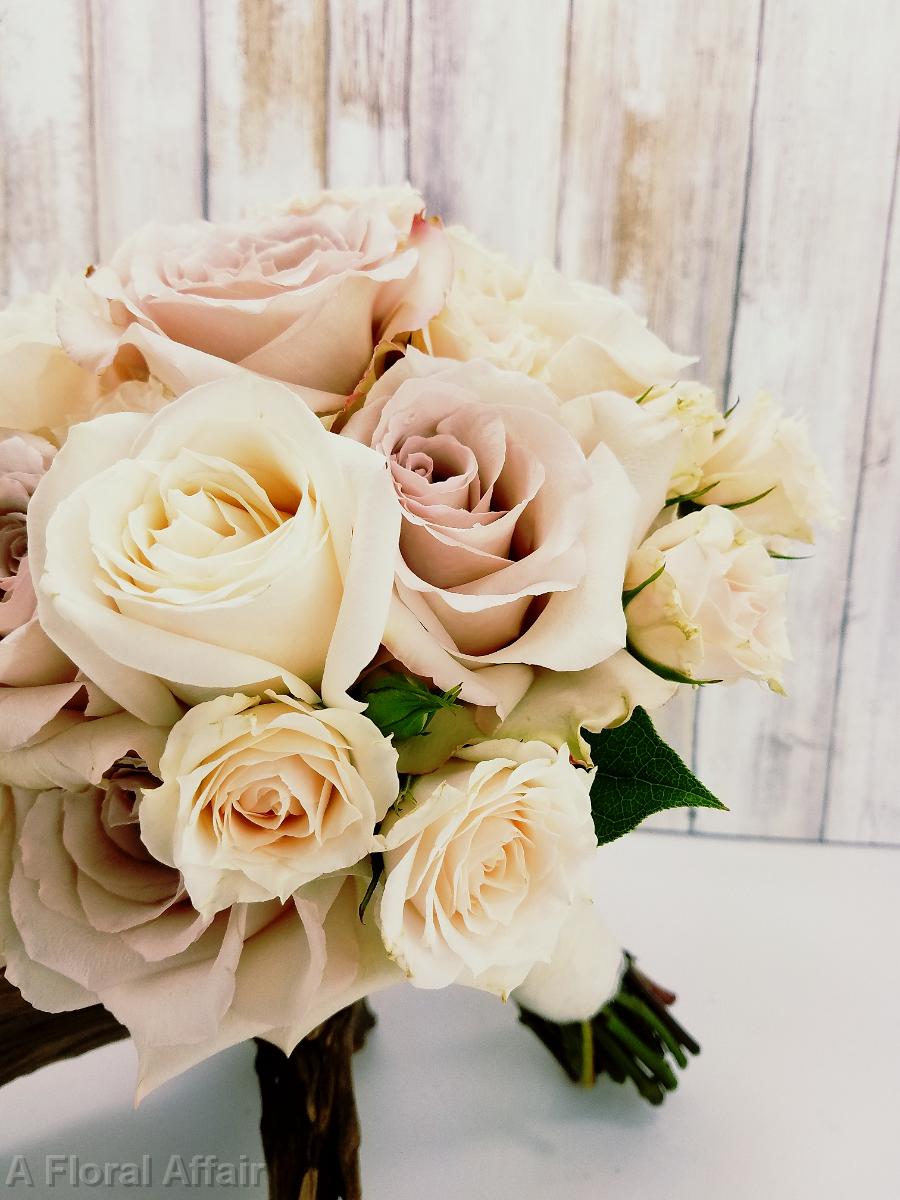 BB1352-Taupe and Ivory Rose Brides Bouquet