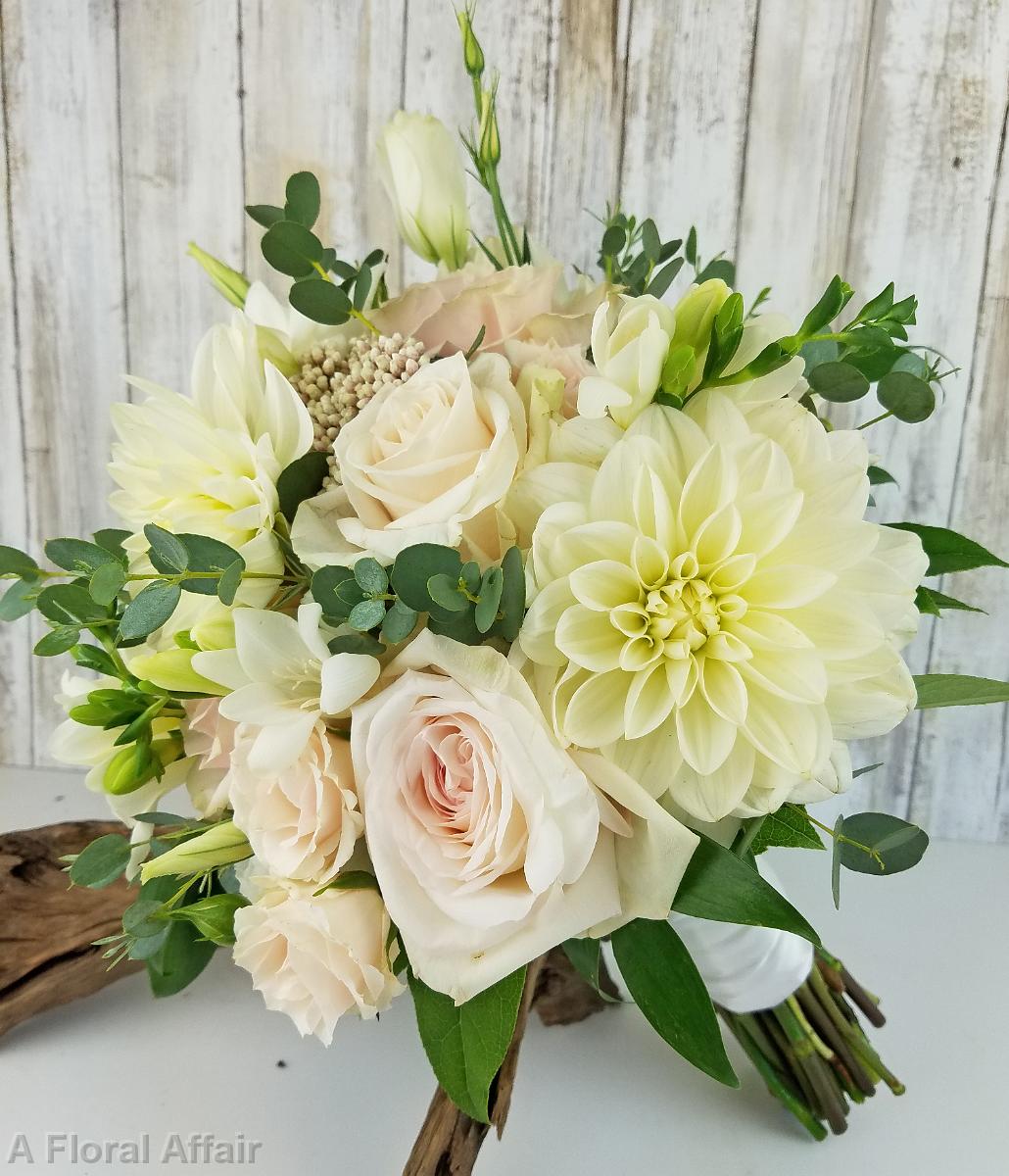 BB1396-White Dahlia Garden Brides Bouquet