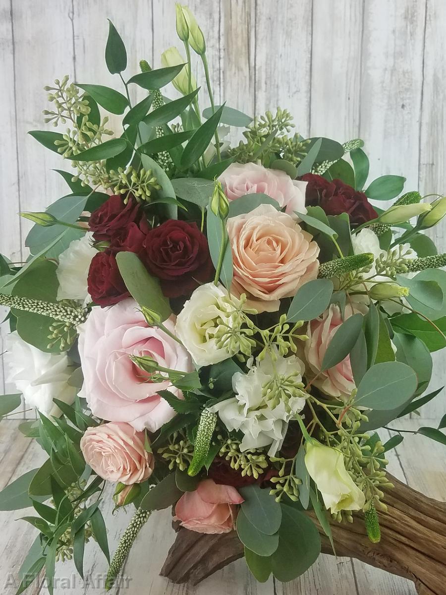 BB1510-Brides Bouquet in Shades of Merlot, Blush and Whites-1