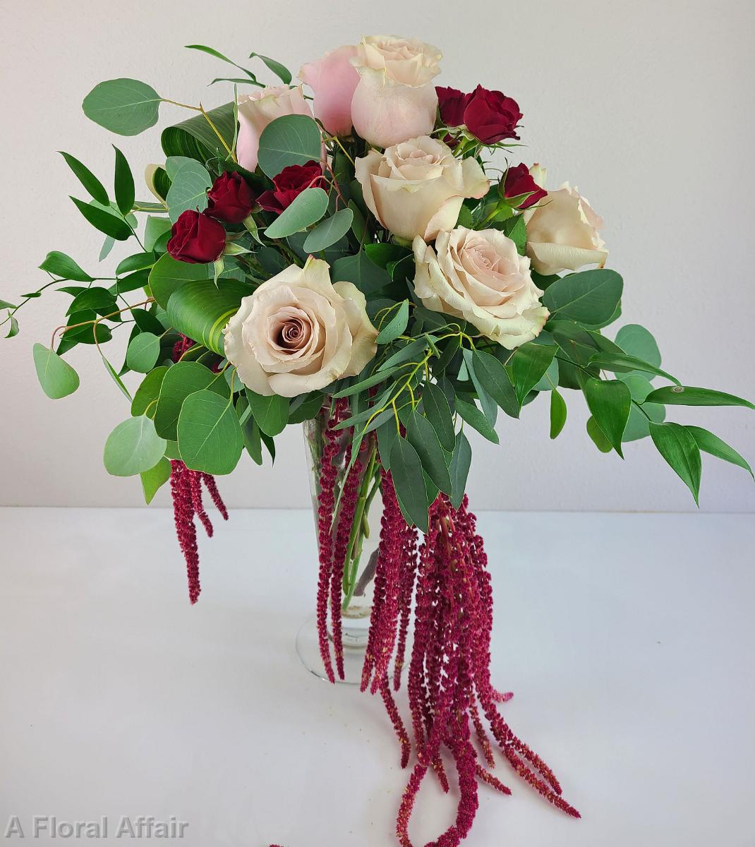 BB1557-Moody Burgundy and Blush Brides Bouquet