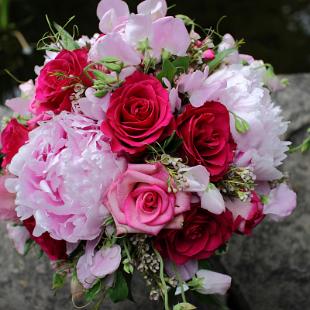 BB0323-Pink Peony and Rose Bridal Bouquet