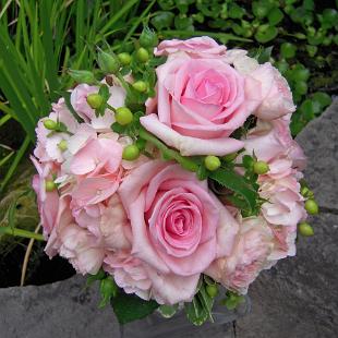 BB0363-Pink Rose and Hydrangea Bridal Bouquet