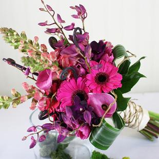 BB0528A-Natural Hot Pink and Plum Bouquet