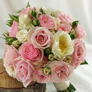 BB1028-Pink Garden Rose Brides Bouquet