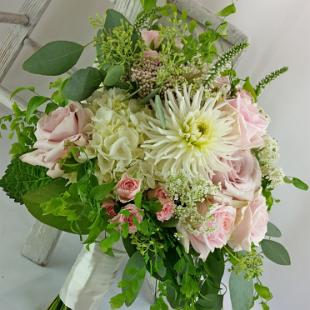 BB1120-Natural Woodland Garden Soft Pink and White Brides Bouquet