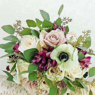 BB1209-White Anomie, Garden Rose, and Seeded Eucalyptus Wedding Bouquet