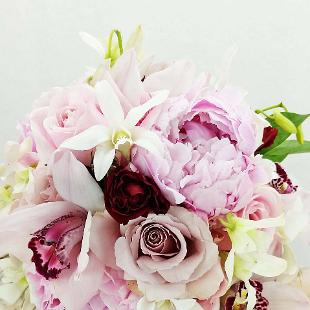 BB1218-Pink Peony and Orchid Wedding Bouquet