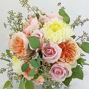 BB1229-Petal Pink, Peach and Cream Brides Bouquet