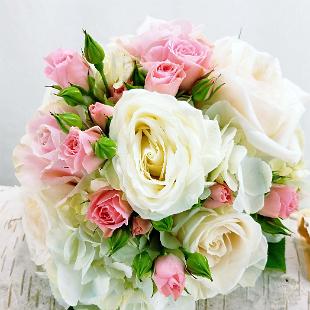 BB1293-Pink and Ivory Rose Bridesmaids Bouquet