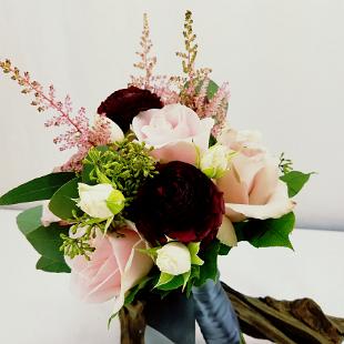BB1321-Sophistaced Blush and Wine Bridesmaids Bouquet