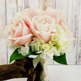 BB1343-Pink Rose and White Hydrangea Bridesmaids Bouquet