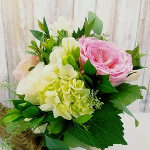 BB1357-Small Pink Garden Rose Bridesmaids Bouquet