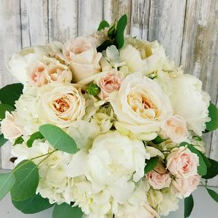 BB1360-White Peony and Garden Rose Wedding Bouquet