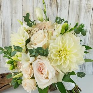 BB1396-White Dahlia Garden Brides Bouquet