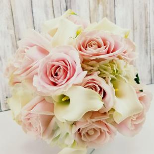 BB1406-Blush and WHite Rose and Mini Calla Bouquet