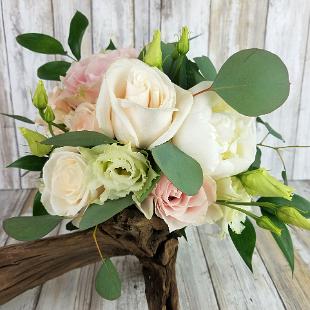 BB1416-Small Loose Greenery, Peony and Pink Rose Wedding Bouquet