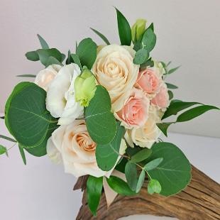 BB1555-Simple Blush and White Bridesmaids Bouquet