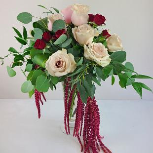 BB1557-Moody Burgundy and Blush Brides Bouquet