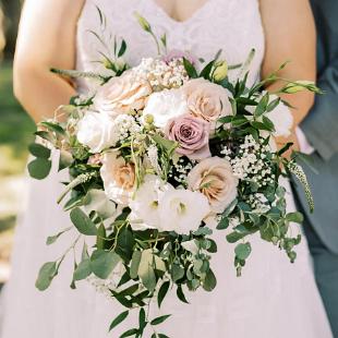 BB1641-Blush, White and Eucalyptus Brides Bouquet