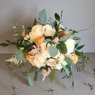 BB1665 - White, Blush, and Peach Bridal Bouquet