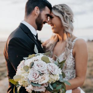 BB1689 - Round Blush and White Bridal Bouquet