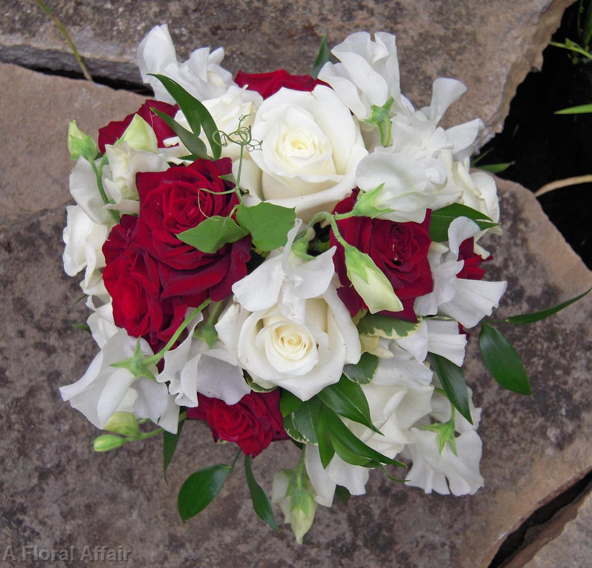 BB0242-Garden Red and White Wedding Bouquet