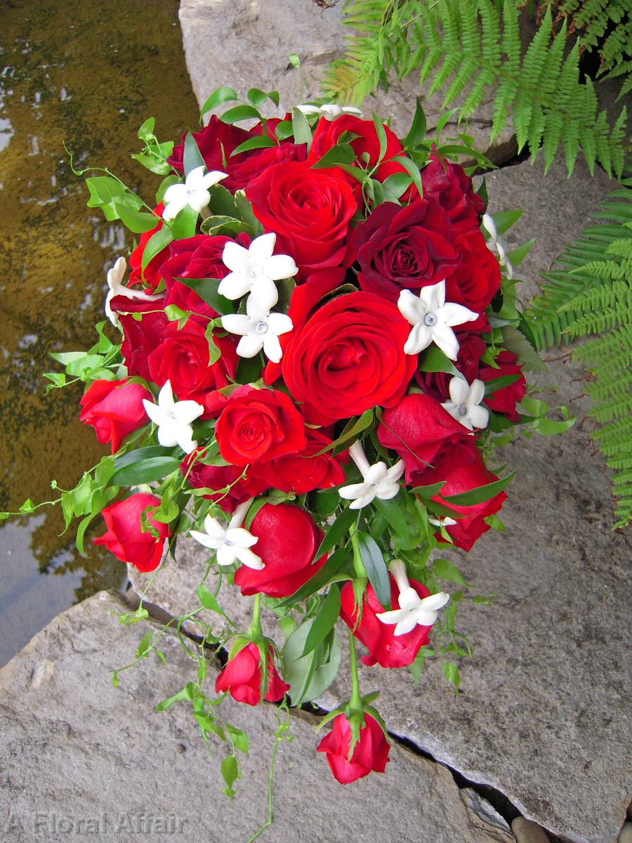 BB0243-Red Freedom and Black Baccara Rose Cascade