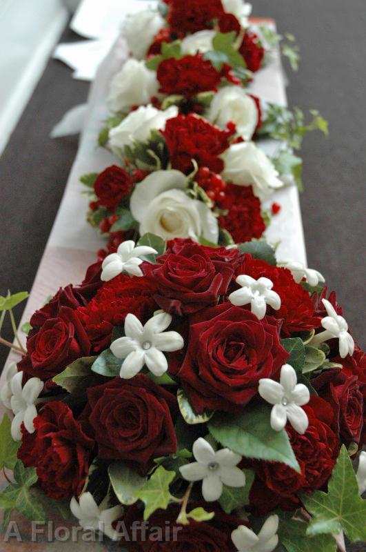 BB0555-Red and White Rose and Carnation Bouquets