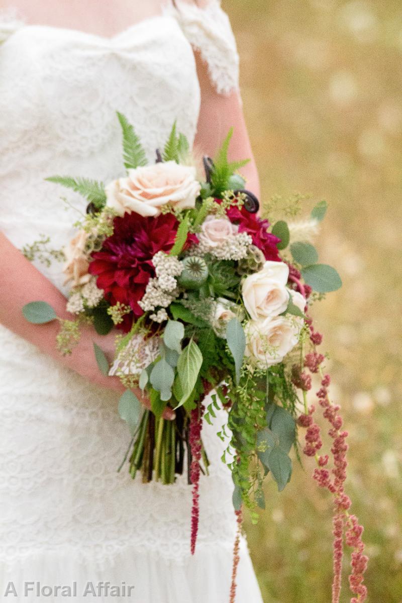 BB1241-Lush Deep Red and Blush Garden Wedding Bouquet